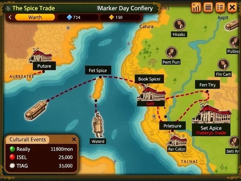 Royal Spice Heritage Dominion gameplay screenshot showing spice trade mechanics